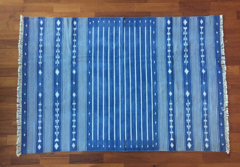 FLOOR RUG INDIGO DHURRIES – SOLD OUT