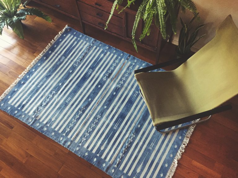 FLOOR RUG INDIGO DHURRIES – SOLD OUT